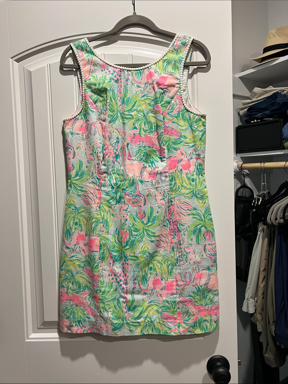 Lilly Pulitzer Pink, Green & Blue Palm Print Sleeveless Shift